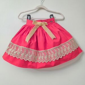 Charming Red Skirt with Cream Lace